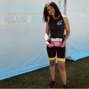 First time triathlon finisher at Davey Black Corporate Games Boot Camp